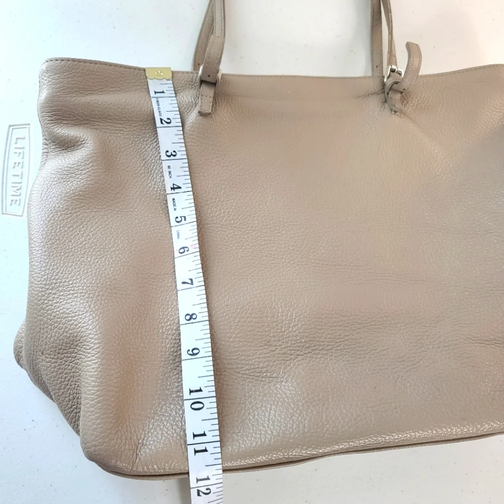 Vintage Furla Pebble Leather Neutral Tote Shoulder Bag